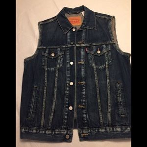 Levi’s Denim Indigo Biker Trucker Vest L